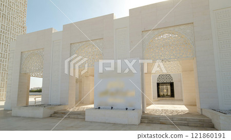 White mosque in Ajman timelapse hyperlapse, United Arab Emirates 121860191