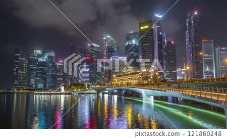 Esplanade bridge and downtown core skyscrapers in the background Singapore night timelapse hyperlapse Esplanade bridge and downtown core skyscrapers in the background Singapore night timelapse hyperlapse 121860248
