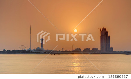 Sunset in Abu Dhabi over Marina Island timelapse Sunset in Abu Dhabi over Marina Island timelapse 121860317