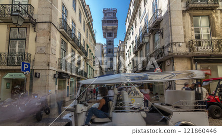Santa Justa Elevator timelapse hyperlapse in Lisbon, Portugal. Santa Justa Elevator timelapse hyperlapse in Lisbon, Portugal. 121860446