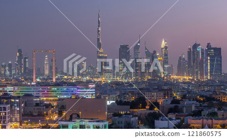 Dubai creek landscape day to night timelapse Dubai creek landscape day to night timelapse 121860575