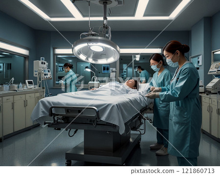 Doctor injecting a vaccine into a patient 121860713
