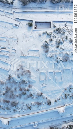 Aerial drone historical city castle 121861252