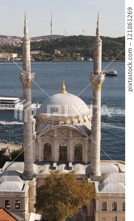 Aerial view of Ortakoy Mosque 121861269