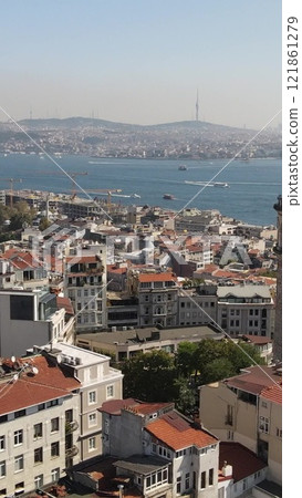 Aerial drone Galata Tower Istanbul Aerial drone Galata Tower Istanbul 121861279