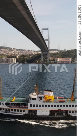 Ferry boat istanbul symbol aerial view 121861305