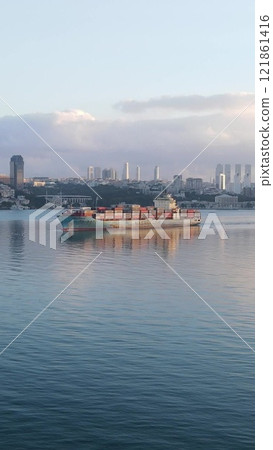 Transportation Ship Drone Aerial View Transportation Ship Drone Aerial View 121861416