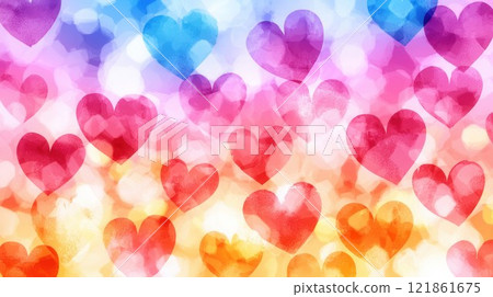 Colorful Heart Background with Soft Bokeh Effect for Celebrations 121861675