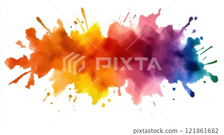 Vibrant Watercolor Splash with Colorful Blends and Splatter Effects 121861682
