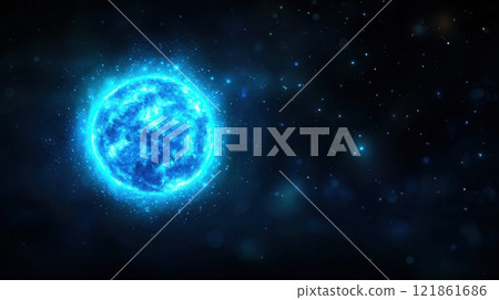 Bright Blue Stellar Object in Dark Cosmic Space Background 121861686