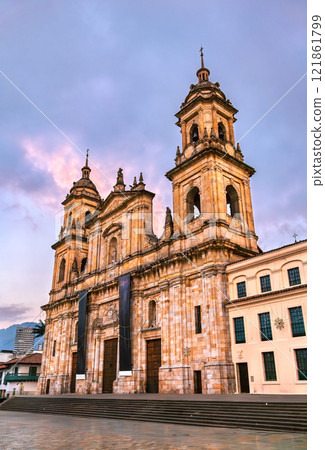 Metropolitan Cathedral Basilica of Bogota, the capital of Colombia, at sunset 121861799