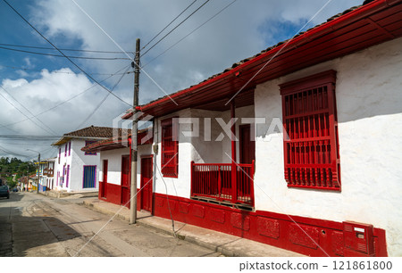 Traditional colonial architecture of Salento. UNESCO world heritage in Quindio, Colombia 121861800