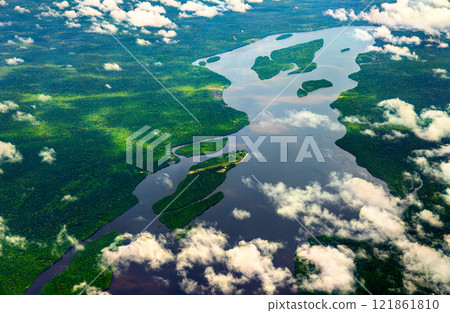 The Essequibo river in the Amazon rainforest of Guyana, South America 121861810