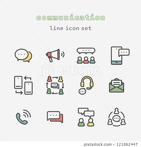 communication line art icon set 121862447