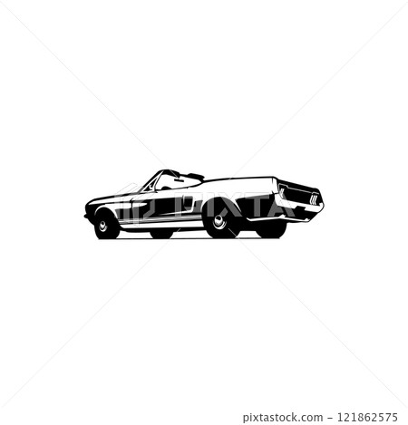 1967 Ford Mustang. side view with stylish, legend car vector design. isolated white background view from side. best for logos, badges, emblems 121862575