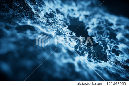 Abstract particles with wave pattern, 3d 121862963