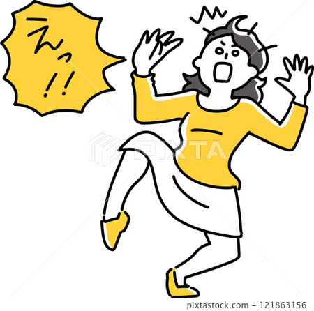 Surprised woman in a strange pose 121863156