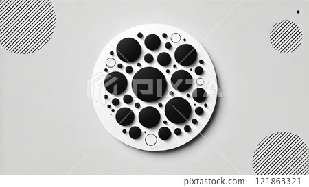 Black and White dots in circle form. 121863321