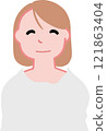 Illustration of a smiling woman's upper body 121863404