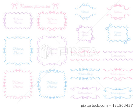 絲帶框架的向量插圖集絲帶裝飾 121863437