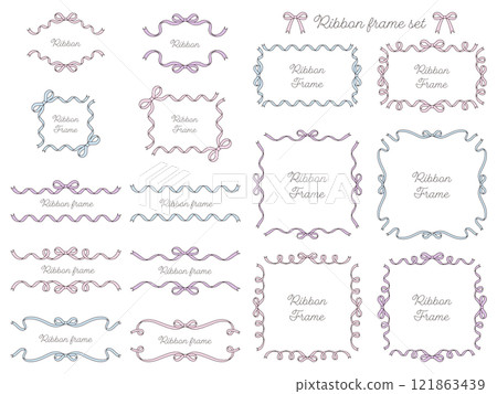 Vector illustration set of ribbon frames Line drawing Ribbon decoration 121863439