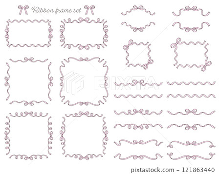 絲帶框架向量插圖集線畫絲帶裝飾粉紅色 121863440