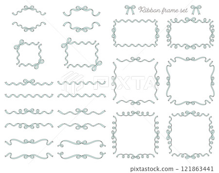 絲帶框架向量插圖集線條畫絲帶裝飾薄荷 121863441