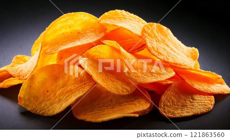 Potato chips snack food image potato AI generated material Potato chips snack food image potato AI generated material 121863560