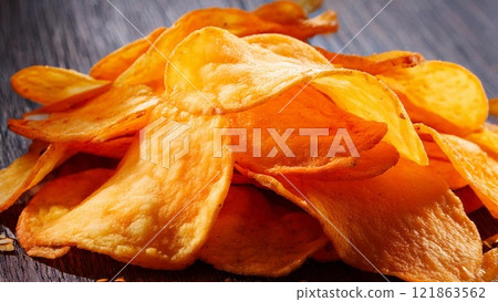 Potato chips snack food image potato AI generated material Potato chips snack food image potato AI generated material 121863562