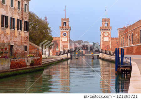 Stone towers of the old arsenal, Venice, Italy Stone towers of the old arsenal, Venice, Italy 121863721