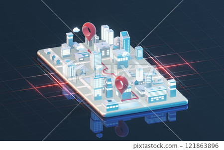 Intelligent phone and location, 3d rendering. Intelligent phone and location, 3d rendering. 121863896