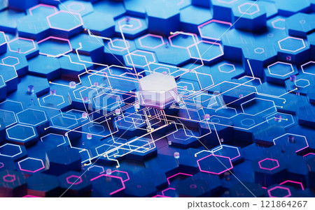 futuristic, hexagonal, network 121864267