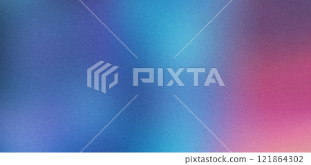 Abstract colorful blurred gradient background with blue and pink tones, slight grain noise effect 121864302