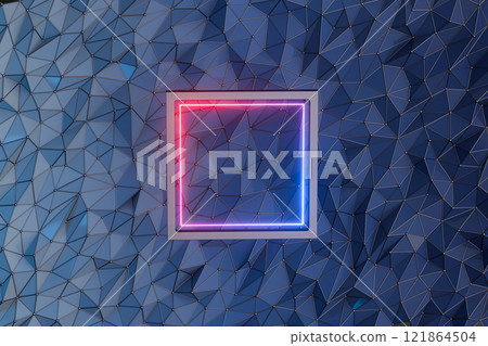 Neon square lines, retro colorful background, 3d Neon square lines, retro colorful background, 3d 121864504