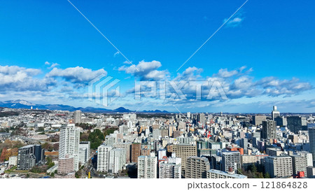 Drone aerial view of modern city Drone aerial view of modern city 121864828