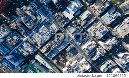 Drone aerial view of modern city 121864835