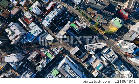 Drone aerial view of modern city 121864841