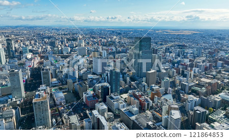 Drone aerial view of modern city 121864853