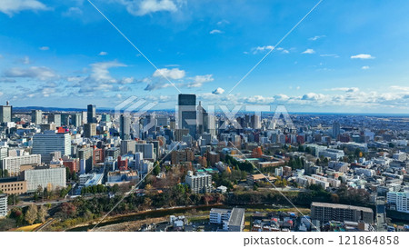 現代城市的無人機鳥瞰圖 121864858