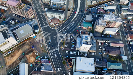 Drone aerial view of modern city Drone aerial view of modern city 121864865
