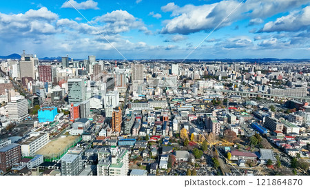 現代城市的無人機鳥瞰圖 121864870