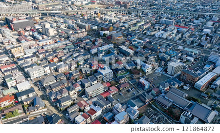 Drone aerial view of modern city 121864872
