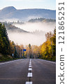 A beautiful road in the fog 121865251