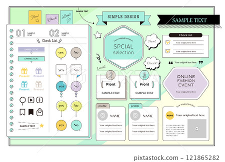 Notebook and memo pad frames - refreshing pastel color title decoration set - vector illustration material 121865282