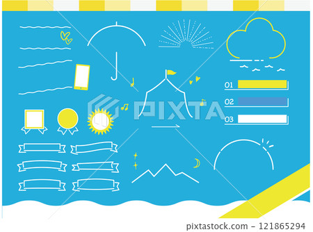 夏季活動戶外處理設計框架套裝-01向量素材 121865294