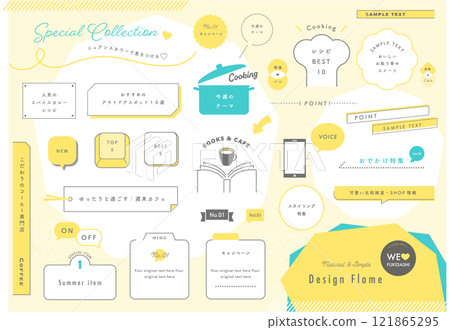 Cooking recipe image Natural simple heading decoration set Design frame Cooking recipe image Natural simple heading decoration set Design frame 121865295