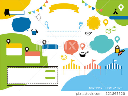 Cute Marche Outdoor Event Design Frame Vector Illustration Set 121865320