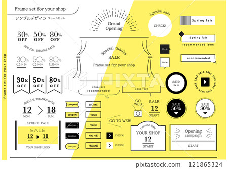 Shop design header frame set 121865324