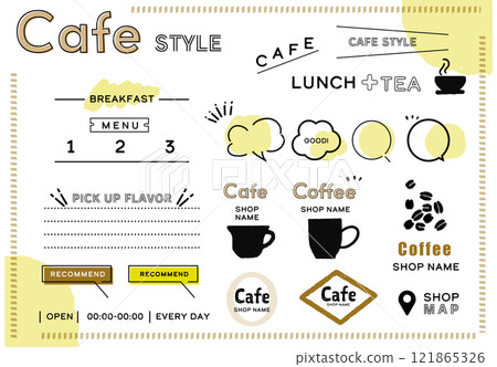 Headings and frames for cafes Yellow Headings and frames for cafes Yellow 121865326