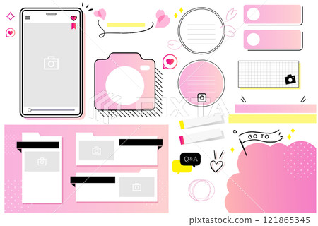 Spring fashion headline set vector illustration material 121865345